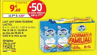 Intermarché LACTEL Lait uht demi-écrémé offre