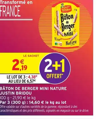 Intermarché JUSTIN BRIDOU Bâton de berger mini nature offre