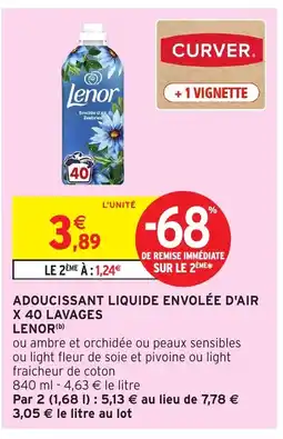 Intermarché LENOR Adoucissant liquide envolée d'air x 40 lavages offre