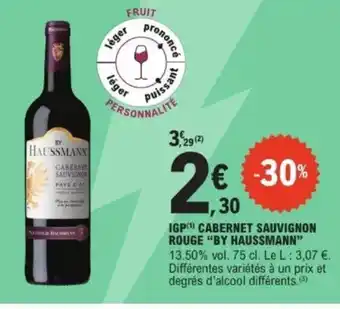 E.Leclerc BY HAUSSMANN Igp cabernet sauvignon rouge offre