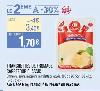 Match Carrefour Classic Tranchettes de fromage offre