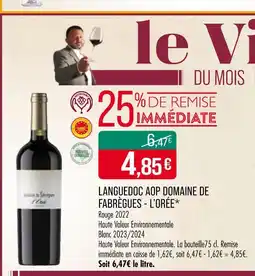 Match Domaine de Fabrègues Languedoc AOP - l’Orée offre