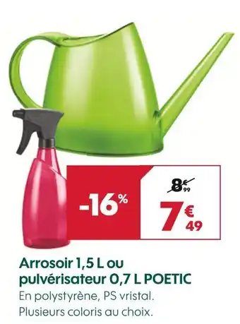 Truffaut POETIC Arrosoir 1,5 L ou pulvérisateur 0,7 L offre