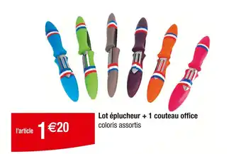 Carrefour Lot éplucheur + 1 couteau office offre