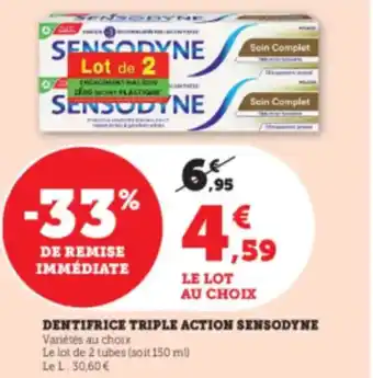 Super U SENSODYNE Dentifrice triple action offre