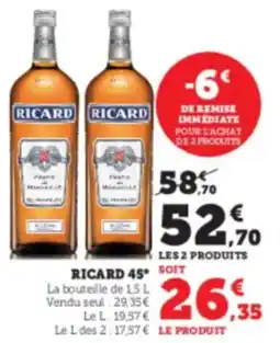 Super U RICARD 45° offre