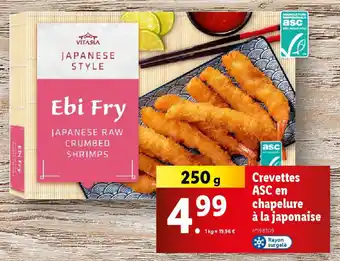 Lidl Vitasia crevettes asc en chapelure a la japonaise offre