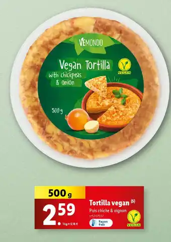 Lidl Vermondo tortilla vegan offre