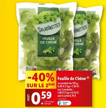 Lidl Saladinettes feuille de chene offre