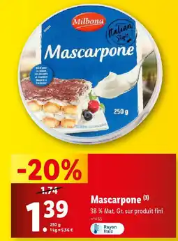 Lidl Milbona mascarpone offre