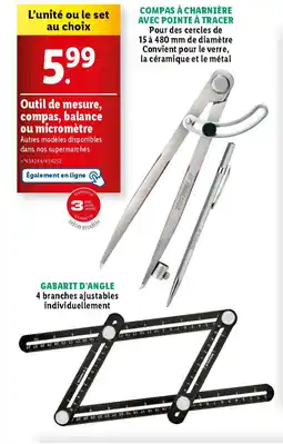 Lidl Parkside outil de mesure compas balance ou micrometre offre