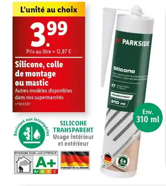 Lidl Parkside silicone colle de montage ou mastic offre