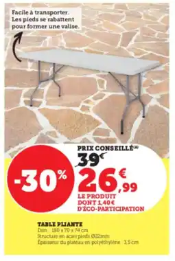 Super U Table pliante offre