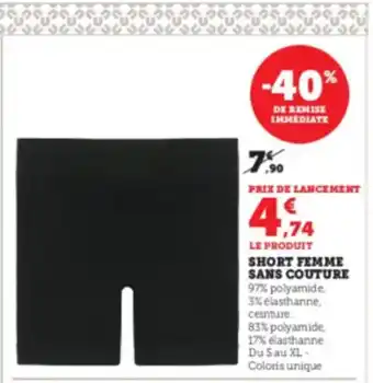 Super U Short femme sans couture offre