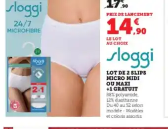 Super U SLOGGI Lot de 2 slips micro midi ou maxi offre