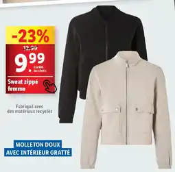 Lidl Sweat zippé femme offre