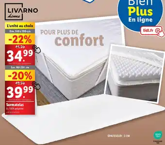 Lidl LIVARNO homeSurmatelas offre