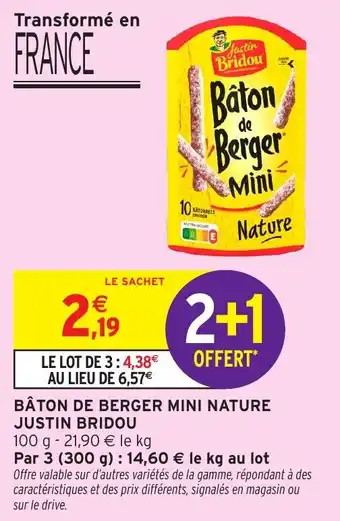 Intermarché Express Baton de berger mini nature justin bridou offre