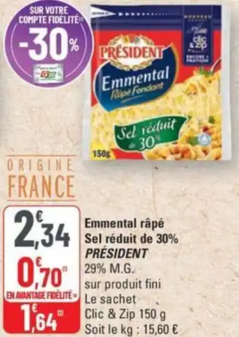 G20 President emmental rape sel reduit de 30% offre