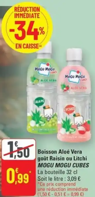 G20 Mogu mogu cubes boisson aloe vera gout raisin ou litchi offre