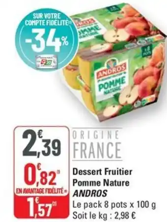 G20 Dessert fruitier pomme nature andros offre