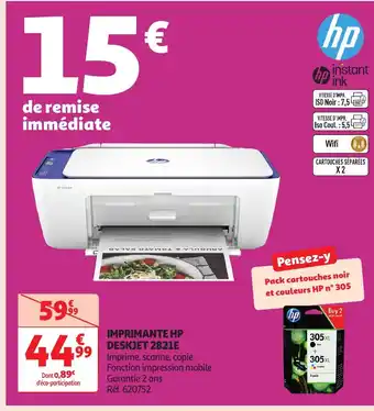 Auchan HP Imprimante deskjet 2821e offre