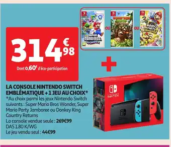 Auchan La console nintendo switch emblématique +1 jeu au choix offre