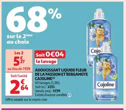 Auchan CAJOLINE Adoucissant liquide fleur de la passion et bergamote offre