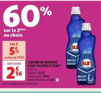 Auchan SUN Liquide de rincage lave vaisselle offre