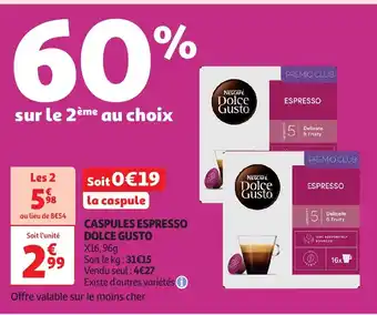 Auchan DOLCE GUSTO Caspules espresso offre