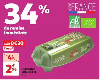 Auchan Oeufs bio cocorette offre