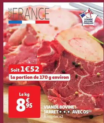 Auchan Viande bovine: jarret avec os offre