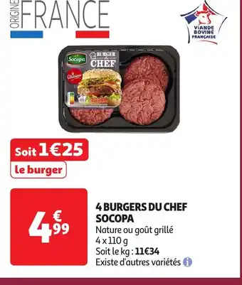 Auchan SOCOPA 4 burgers du chef offre