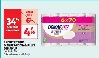 Auchan DEMAK'UP Expert cotons disques à démaquiller offre