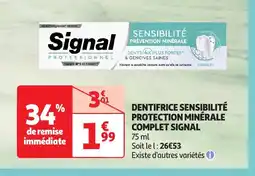 Auchan SIGNAL Dentifrice sensibilité protection minérale complet offre