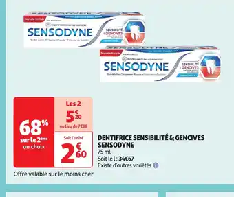 Auchan SENSODYNE Dentifrice sensibilité & gencives offre