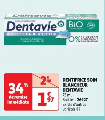 Auchan DENTAVIE Dentifrice soin blancheur offre