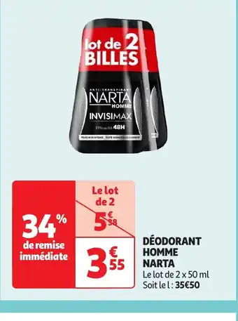 Auchan NARTA Déodorant homme offre