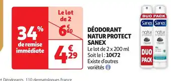 Auchan SANEX Déodorant natur protect offre