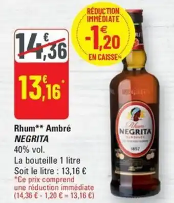 G20 Negrita rhum ambre offre