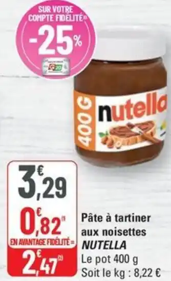 G20 Nutella pate a tartiner aux noisettes offre