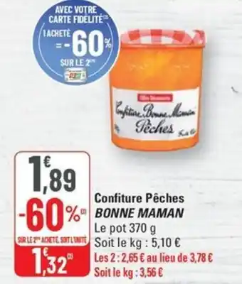 G20 Bonne maman confiture peches offre