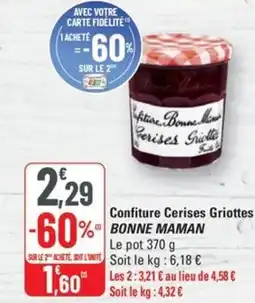 G20 Bonne maman confiture cerises griottes offre