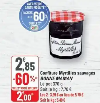 G20 Bonne maman confiture myrtilles sauvages offre