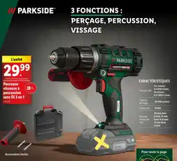 Lidl PARKSIDE Perceuse-visseuse à percussion sans fil 3 en 1 offre