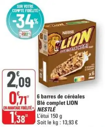 G20 Nestle 6 barres de cereales ble complet lion offre