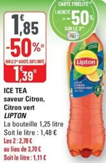 G20 Lipton ice tea saveur citron citron vert offre