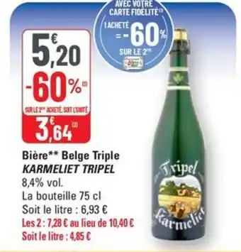 G20 Karmeliet tripel biere belge triple offre