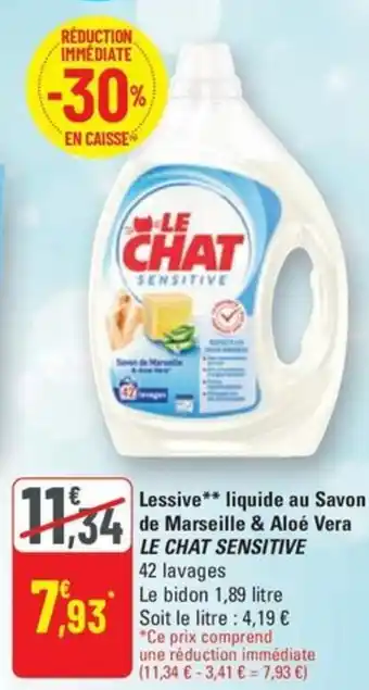 G20 Le chat sensitive lessive liqiuide au savon de marseille & aloe vera offre