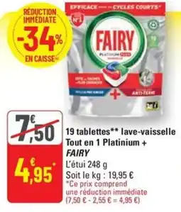 G20 Fairy 19 tablettes lave vaisselle tout en 1 platinium offre